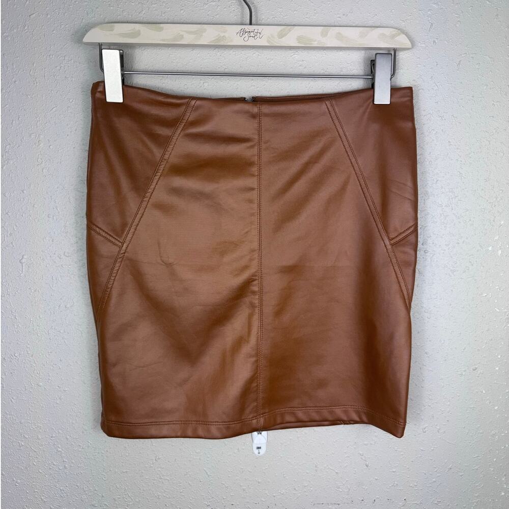 Have Faux Leather Brown Mini Skirt Womens Size Large